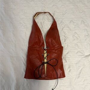New faux leather halter top